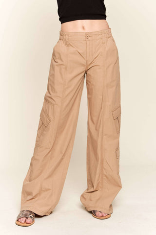 LEP3207-LOW-RISE CASUAL CARGO PANTS: OLIVE / M