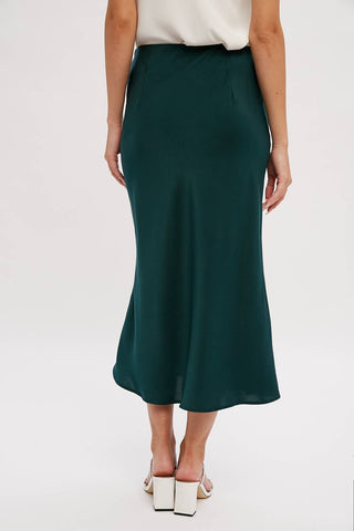 SATIN MIDI SKIRT: ASH / M