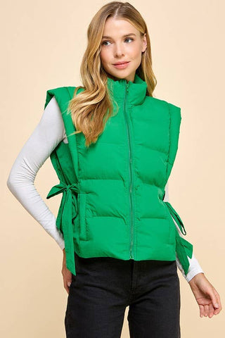 CV1231-Zipper Front Puffer Vest: Black / M