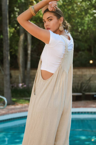 Striped Linen Blend Jumpsuit