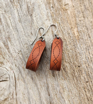 "Latigo" Handmade Genuine Leather Western Earrings