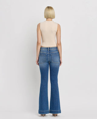 MID RISE TROUSER HEM FLARE JEANS T5848: GLEEFULLY / 24