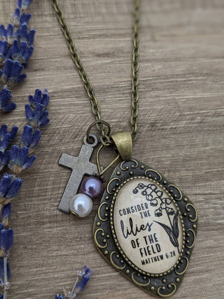 Consider the lilies of the field necklace