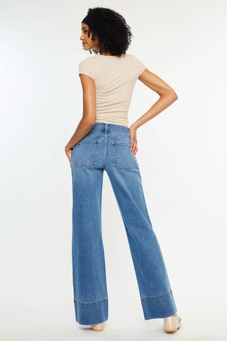 SALE MID RISE WIDE LEG JEANS-KC70100MD