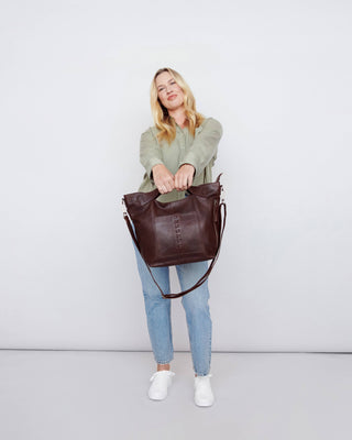 Nala Handcrafted Leather Tote/Crossbody Bags: Hazel