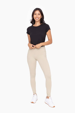 Tapered Band Essential Solid Highwaist Leggings: BLACK / S:M:L (2:2:2)