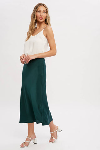 SATIN MIDI SKIRT: ASH / M