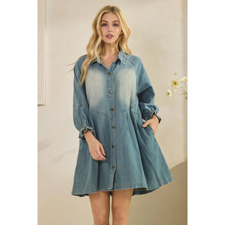 SALE Overfit Button Down Denim Shirt Dress