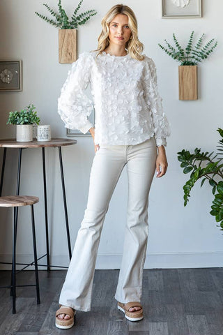 Mesh Flower Embroidery Blouse