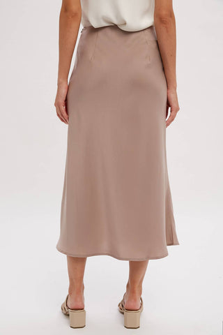 SATIN MIDI SKIRT: ASH / M