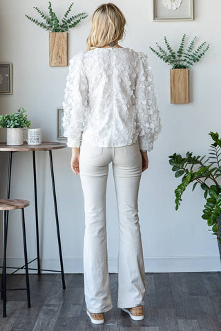 Mesh Flower Embroidery Blouse