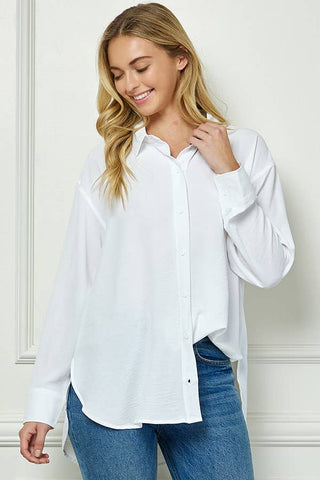 Oversized Boyfriend Light Weight Air flow Button Up Shirt: White / XL