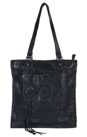 Soleil Handcrafted Leather Tote Bags: Black