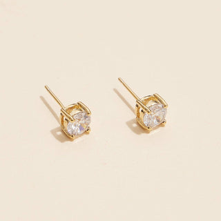 Round Cut 6mm Cubic Zirconia Stud Earrings in 18K Gold Dip: White Gold / One / 4DE38107