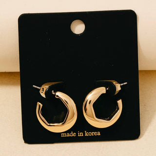 Hexagon Cut Out Rounded Hoop Earrings