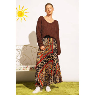 LOOSE POPCORN KNIT BOAT NECK PULLOVER