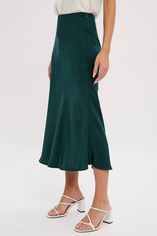 SATIN MIDI SKIRT: ASH / M