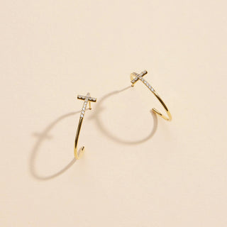 Cross Gold Dip Hoop Earrings: Gold / One / 4DE38035