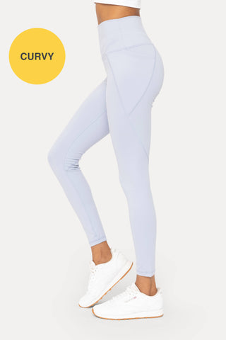 CURVY Tapered Band Essential Solid Highwaist Leggings: BLACK / XL:1XL:2XL:3XL (2:2:1:1)