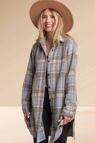 LEJ2587B - CHECK FLANNEL SHACKET