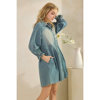 SALE Overfit Button Down Denim Shirt Dress