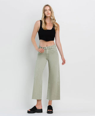 HIGH RISE WIDE LEG JEANS T5872SWP: SWAMP / 24