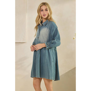 SALE Overfit Button Down Denim Shirt Dress