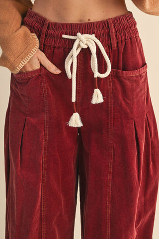 WASHED CORDUROY PLEATED BARREL PANTS MP4155