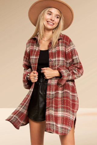 LEJ2587B - CHECK FLANNEL SHACKET