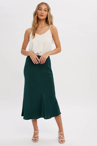 SATIN MIDI SKIRT: ASH / M