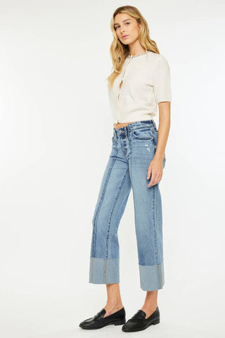 SALE MID RISE CROPPED WIDE LEG JEANS-KC2589M