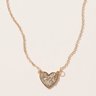 Mama Pendant & Druzy Stone Heart Set Necklace: Gold / One / BNE3093