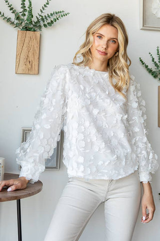 Mesh Flower Embroidery Blouse