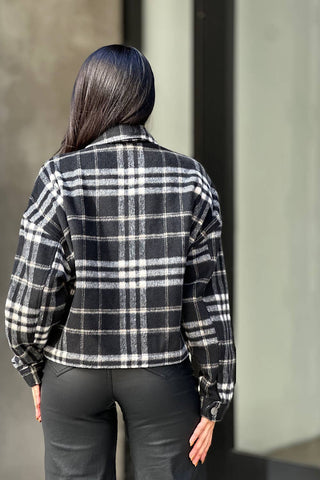 Drop Shoulder Cropped Plaid Shacket / Flannel Jacket: Anahi / S