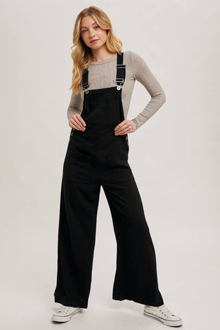 RELAXED WIDE LEG OVERALL JUMPSUIT: OATMEAL / L