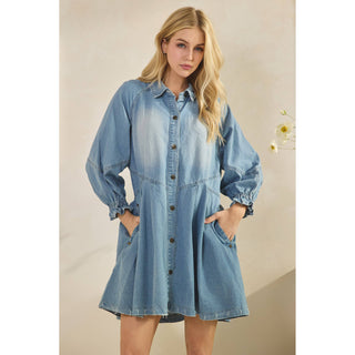 SALE Overfit Button Down Denim Shirt Dress