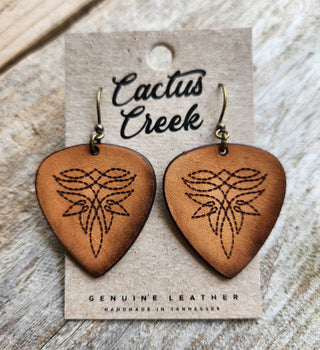 "Nashville"  Handmade Tooled Leather Western Earrings