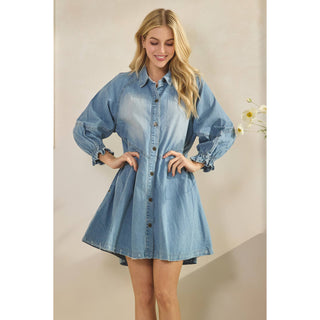 SALE Overfit Button Down Denim Shirt Dress