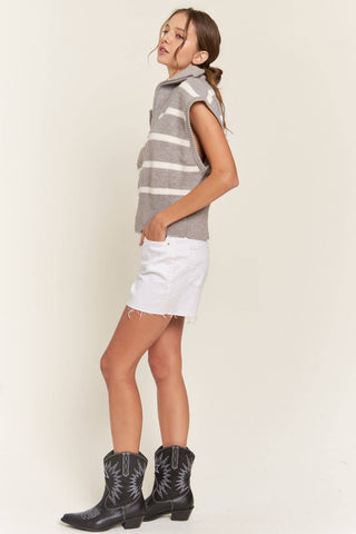 Gray Striped Sweater Vest