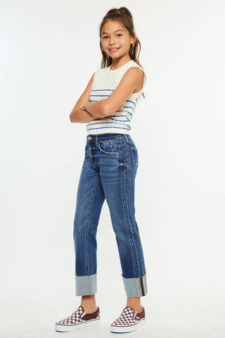 YOUTH MID RISE CROP STRAIGHT-YC7478D