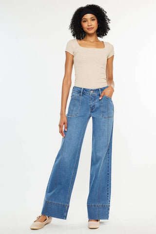 SALE MID RISE WIDE LEG JEANS-KC70100MD