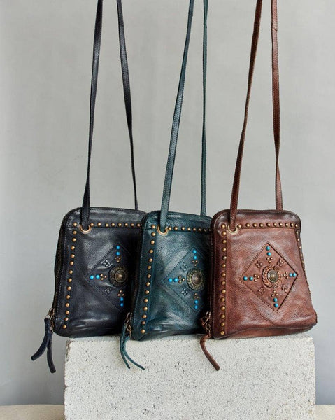 Levi Handcrafted Leather Crossbody Bags: Black