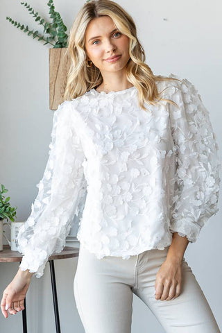 Mesh Flower Embroidery Blouse