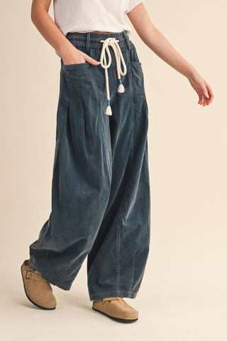 WASHED CORDUROY PLEATED BARREL PANTS MP4155
