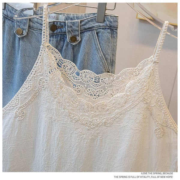 Vintage Embroidered Lace Camisole: WHITE / AVERAGE