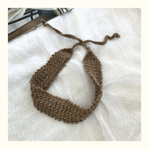 Handmade Crochet Retro Headband: KHAKI
