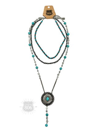 Round western concho necklace 806-N105: Turquoise