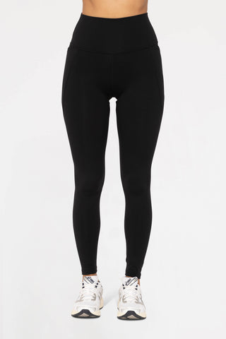 Tapered Band Essential Solid Highwaist Leggings: BLACK / S:M:L (2:2:2)