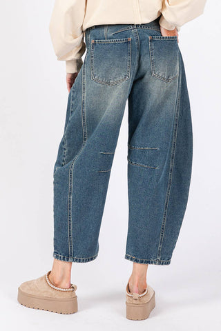 CLASSIC BARREL STYLE LEGS JEANS (SP7237): DENIM BLUE / S-M-L