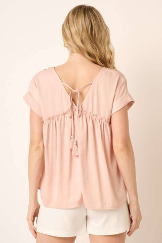 PIN TUCK DETAIL BABYDOLL BLOUSE